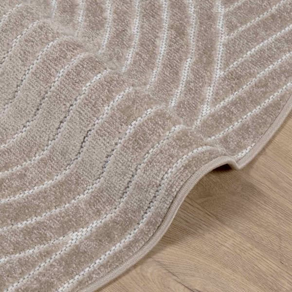 Områdesmattor Rund PALMERAS Beige Ø 120 CM Polyester