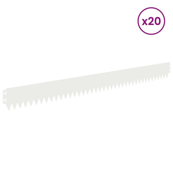 Kant för gräsmatta 20 pcs 103 x 10 cm Stål Vit