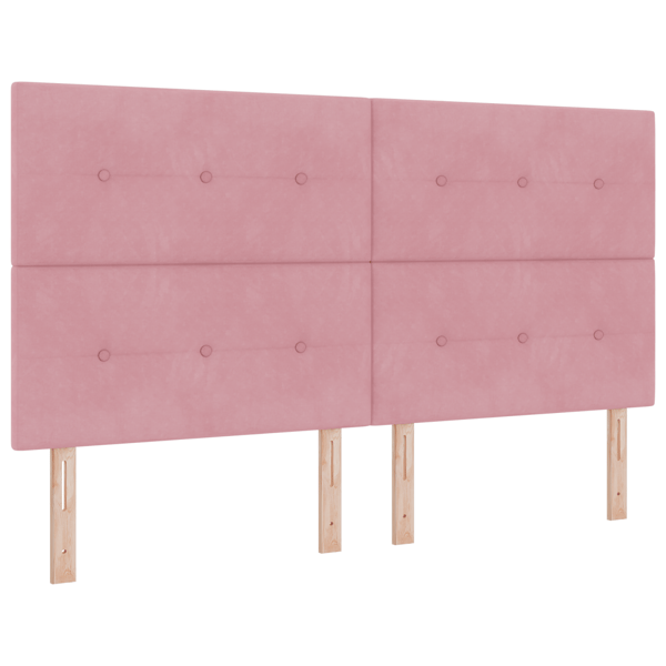 Bäddfjäder med huvudgavel Rosa 180 x 200 cm Sammet