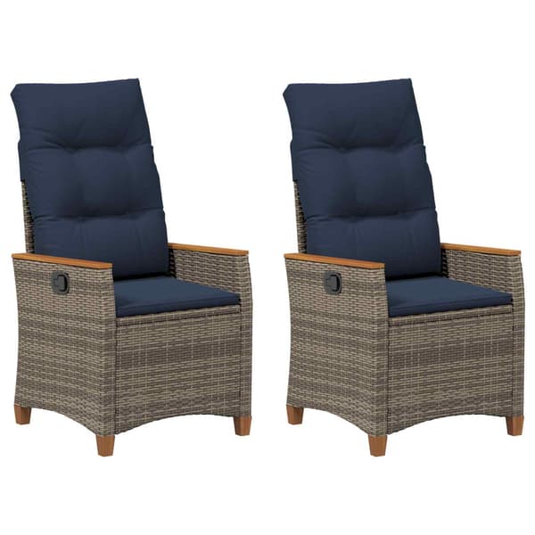 Fällbar trädgårdstol 2 pcs Grå och Marinblå 64 x 57,5 x 112 cm