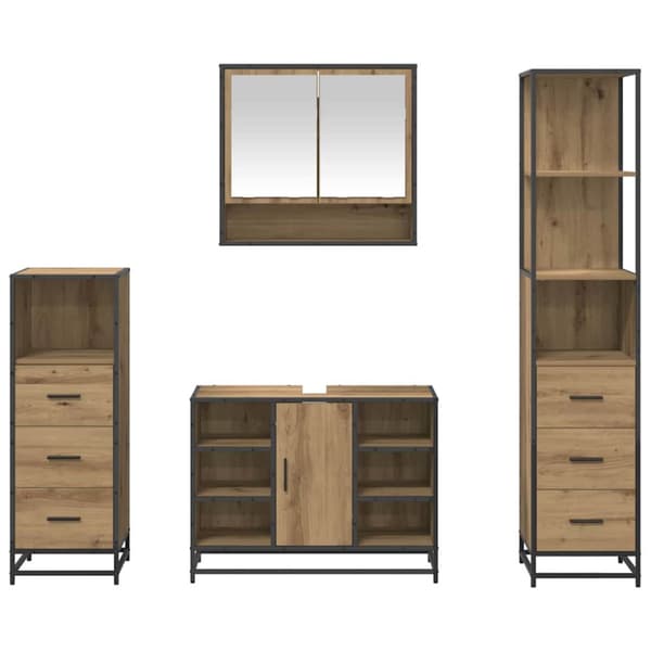 Badrumsmöbelset med låda 4 pcs Artisan Ek Konstruerat trä