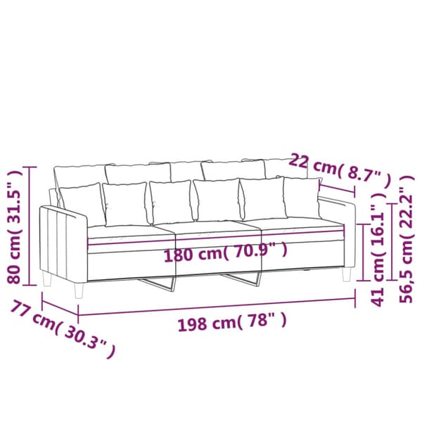 3-sitssoffa gräddvit 180 cm sammet