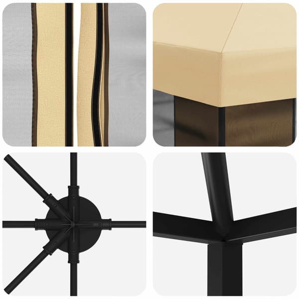 Paviljong med väggar 6 x 3 m Gräddvit Polyester och Stål 190