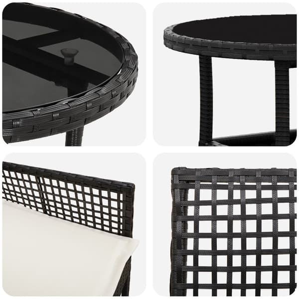 Trädgårdsmöbelset 5 pcs Svart konstrotting