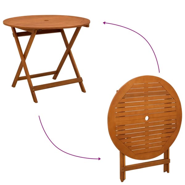 Hopfällbart trädgårdsbord Brun Ø 90 x 75 cm