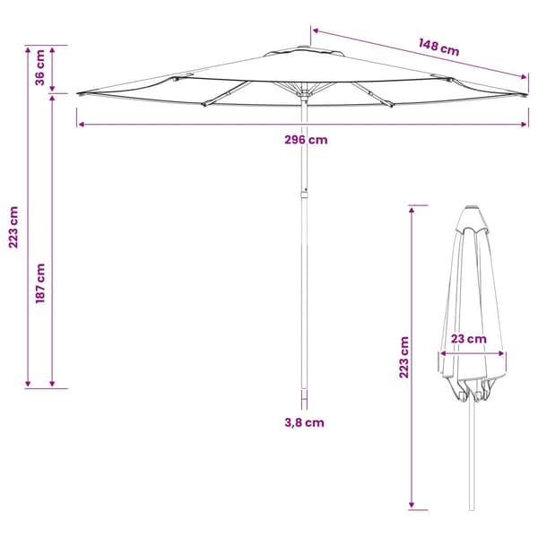 Trädgårdsparasol 300 x 300 cm Polyester Rektangulär Taupe