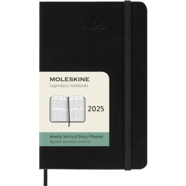 Moleskine 2025 12-Month Weekly Vertical Pocket Hardcover Notebook: Black