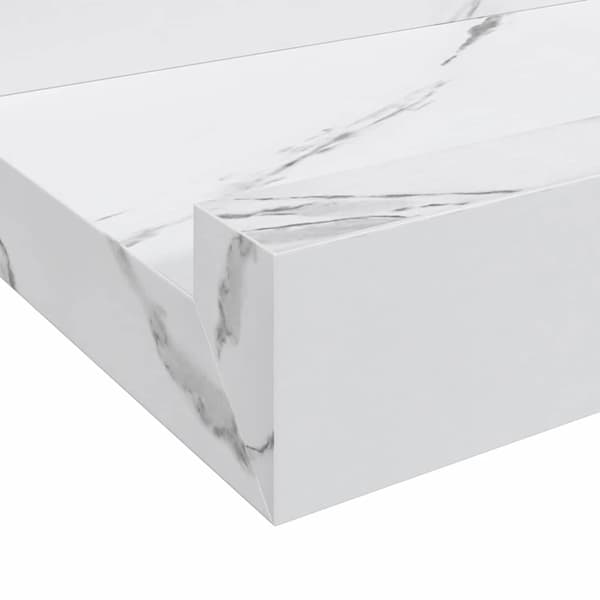 Vägg hylla Väggmonterat 2 pcs Vit marmor 115 x 9 x 3 cm