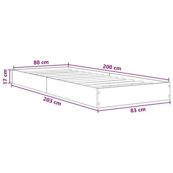 Golvsängsram Svart ek 80 x 200 cm Konstruerat trä