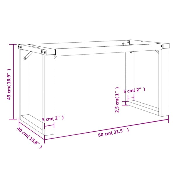 Bordsben för soffbord O-ram 80x40x43 cm stål
