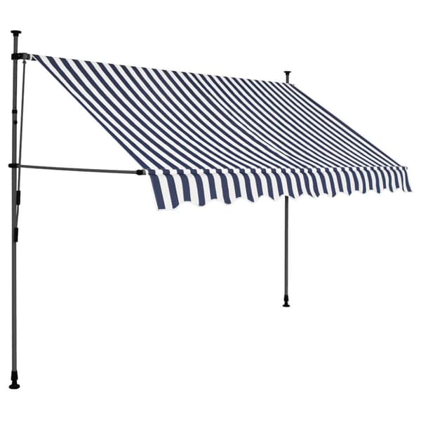 Markis manuellt infällbar med LED 250 cm blå och vit