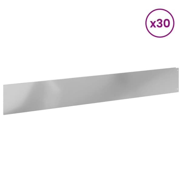 Kant för gräsmatta 30 pcs 100 x 15 cm Stål Silver