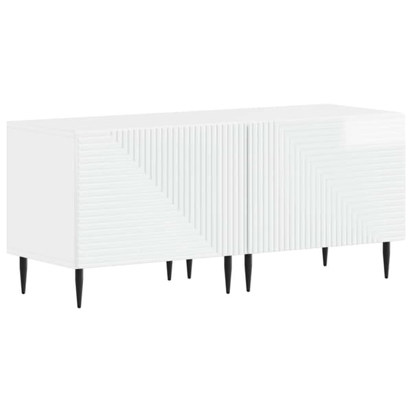 3-delad LED TV-bänk Vit högglans Konstruerat trä