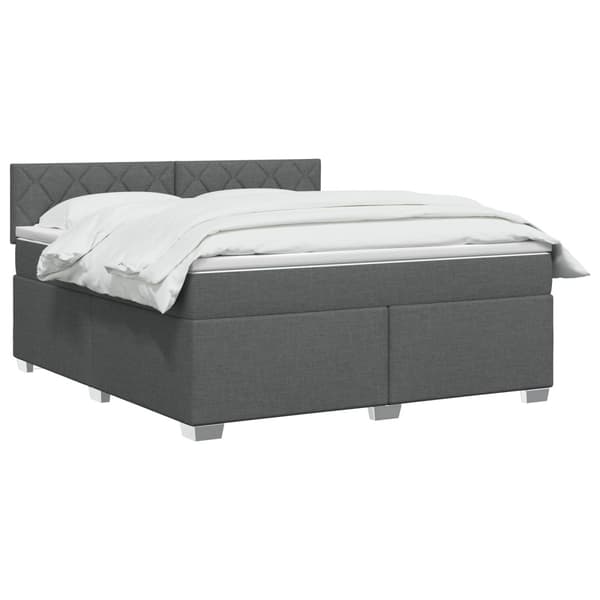 Boxspring säng med madrass och LED Mörkgrå 140 x 200 cm Tyg
