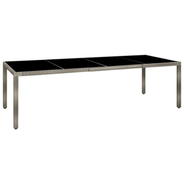 Utebord grå 250x100x75 cm härdat glas och konstrotting