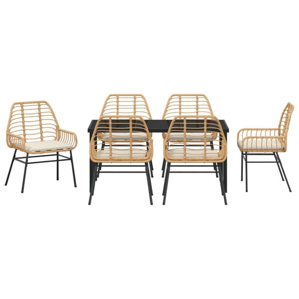 Trädgårdsmöbelset 7 pcs Brun konstrotting