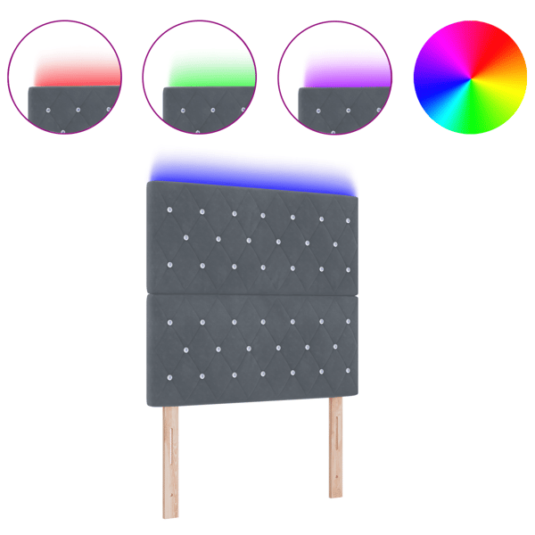 LED huvuddyna med LED-ljusslingor Mörkgrå 100 cm Sammet