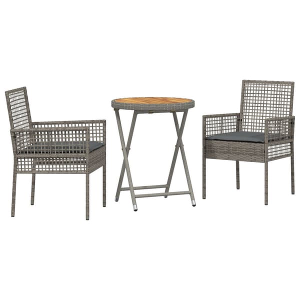 Trädgårds Bistro Set 3 pcs Grå konstrotting