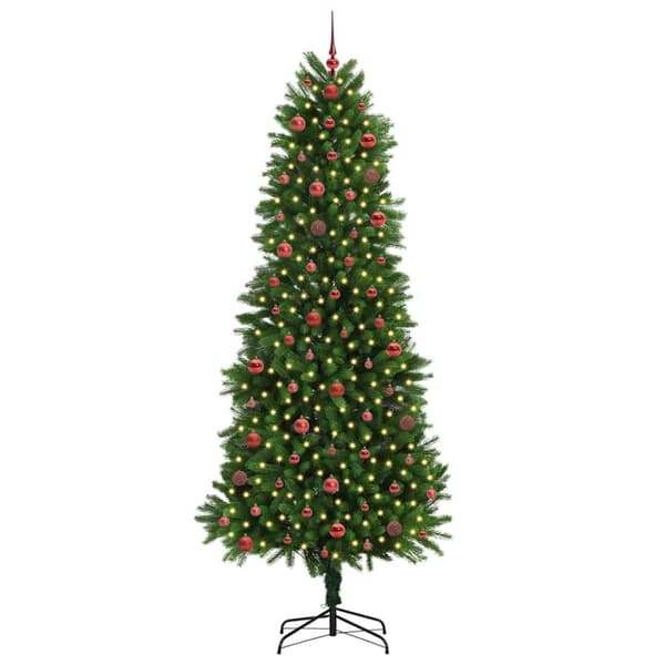 Julgran med LED-belysning Grön 240 cm PE