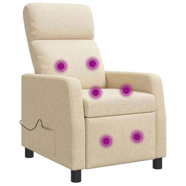 Massagefåtölj Gräddvit Tyg