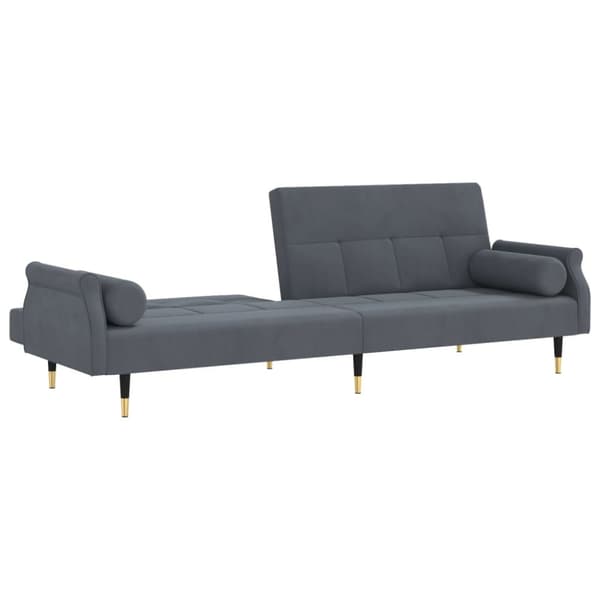 Bäddsoffa med dynor mörkgrå sammet