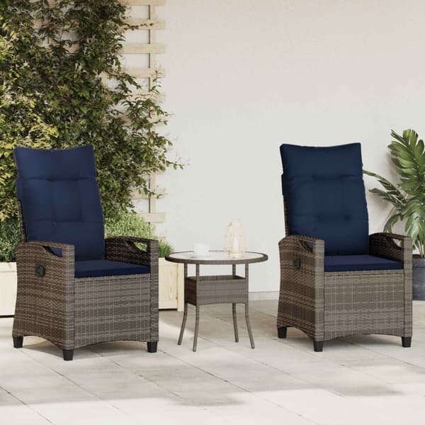 Trädgård Stol 2 pcs grått och marinblått 56 x 60 x 112 cm