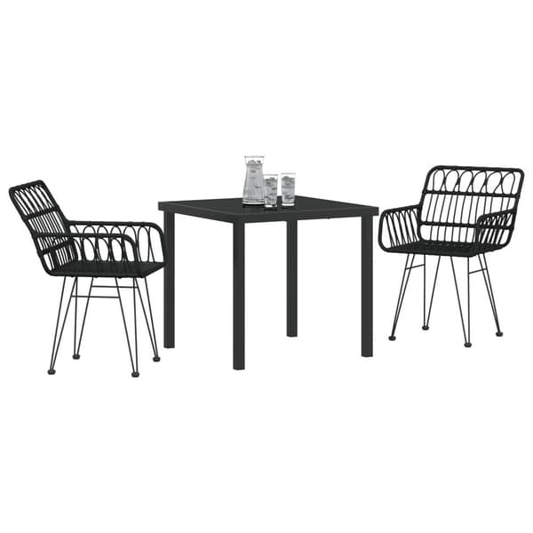Trädgårdsmöbelset 3 pcs Svart Pulverlackerat stål