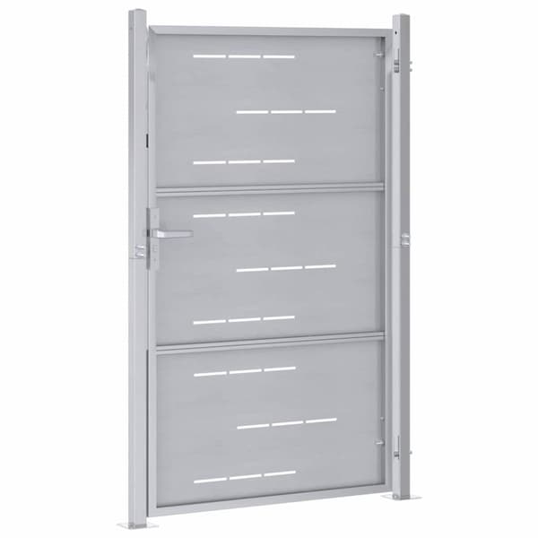 Trädgårdsgrind 85 x 120 cm Rostfritt stål Silver Låsbar
