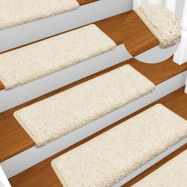 Trappmattor 15 st 65x21x4 cm vita rektangulära kanter