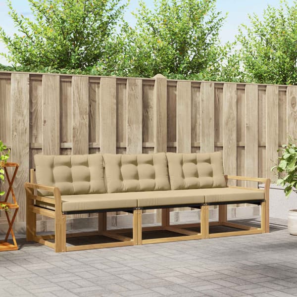 Utomhussoffset med kudde 3 pcs Vit och Beige