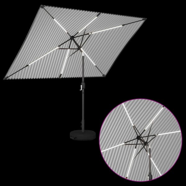 Trädgårdsparasol med LED Lampor 200 x 300 cm Polyester