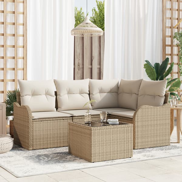 Trädgårdsoffset 5 st Beige konstrotting