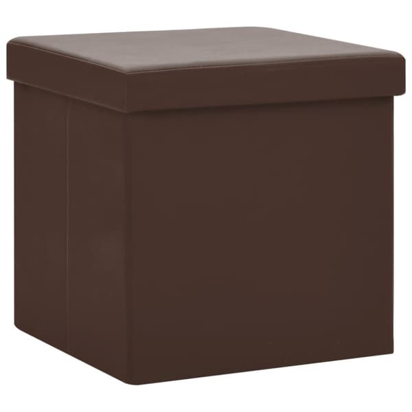 Hopfällbara förvaringspallar 2 st brun PVC