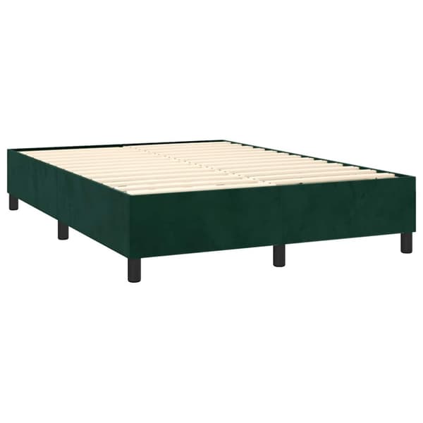 Ramsäng med madrass mörkgrön 140x190 cm sammet
