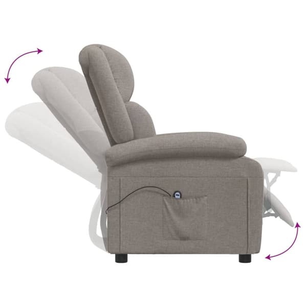 Elektrisk reclinerfåtölj taupe tyg