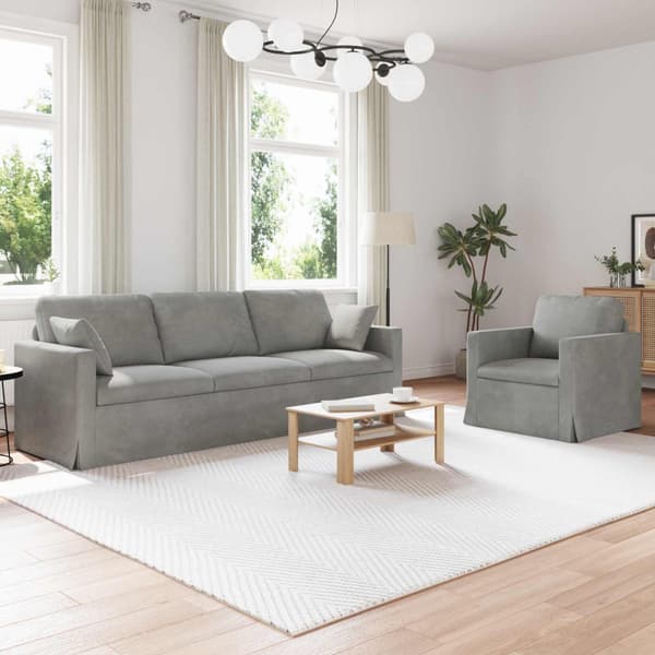 Soffset 2 pcs Ljusgrå 228 x 78 x 80 cm Sammet