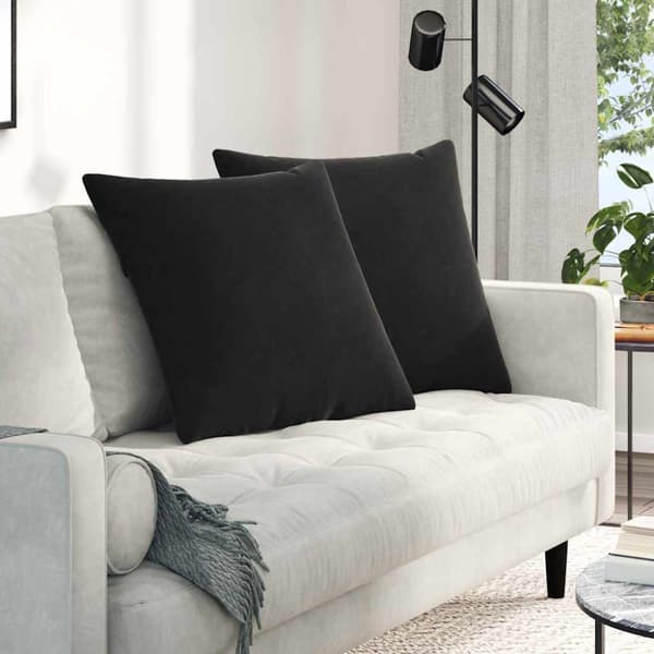 Sofakuddar 2 pcs Svart 80 x 80 cm Kordread tyg