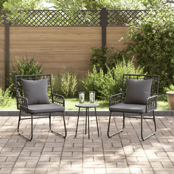 Trädgårdsmöbelset 3 pcs Svart och Anthracit konstrotting