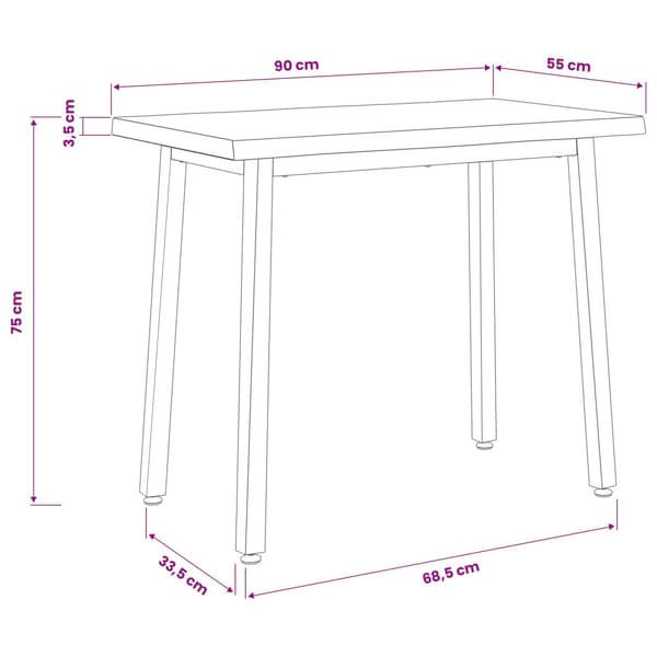 90 x 55 x 75 cm Massivt Akaciaträ Vit Rektangulär