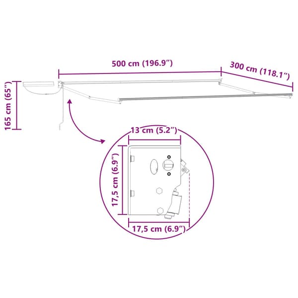 Elektrisk Retraktabel Markis Flerfärgsdesign 5 x 3 m