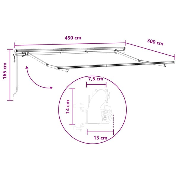 Utdragbar markis Taupe 450 × 300 cm