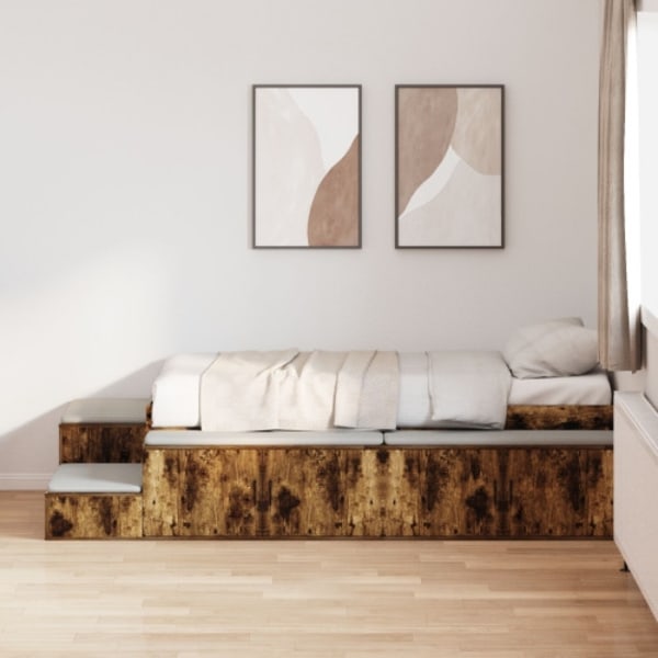 Förvaringssängram Rökt Ek 90x200 cm