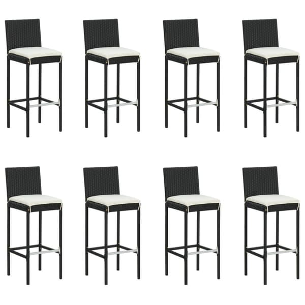 Bargrupp för trädgården med dynor 9 delar svart