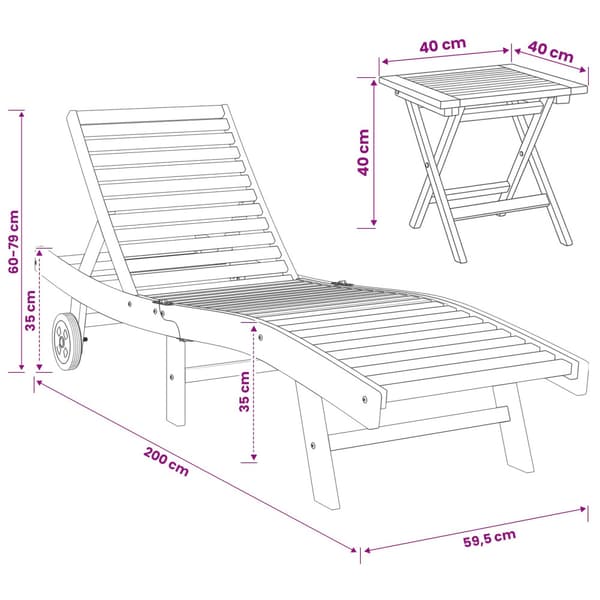 Solstol 2 pcs Brun Massivt teakträ