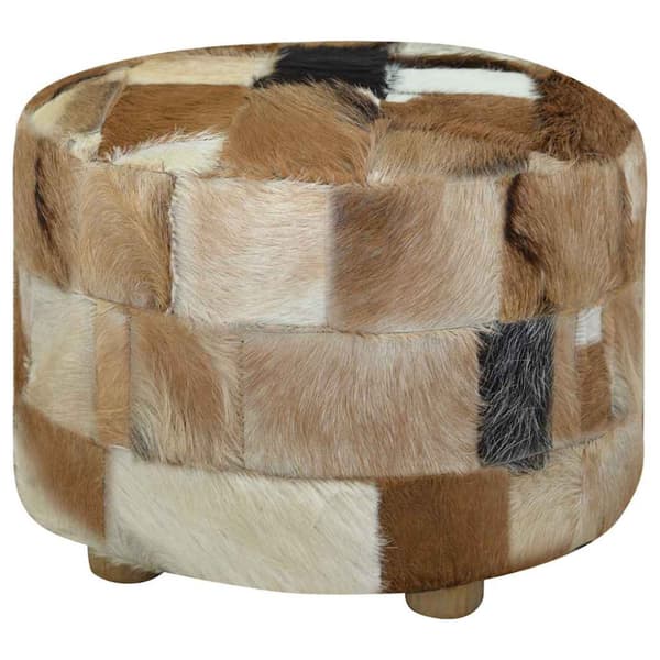 Puff getskinnsläder runt 50x50x45 cm