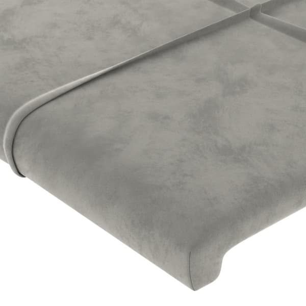 Sänggavel LED ljusgrå 83x16x78/88 cm sammet