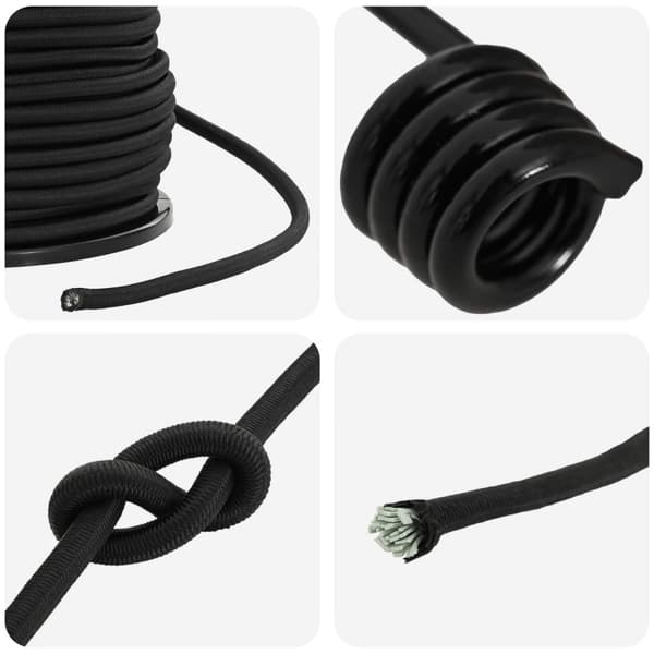 Bungee-rep med krokar 8 mm Svart PP och gummi