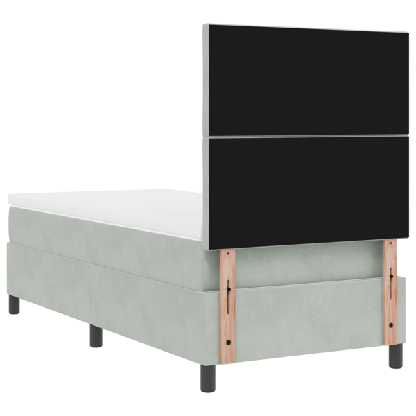 LED Box Säng med huvudgavel Ljusgrå 90 x 200 cm Sammet