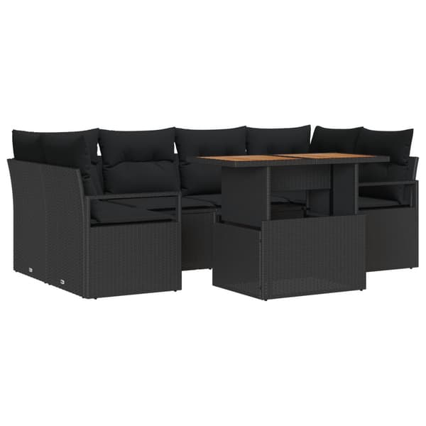 Trädgårdsoffset med lagring 7 pcs Svart Poly rattan