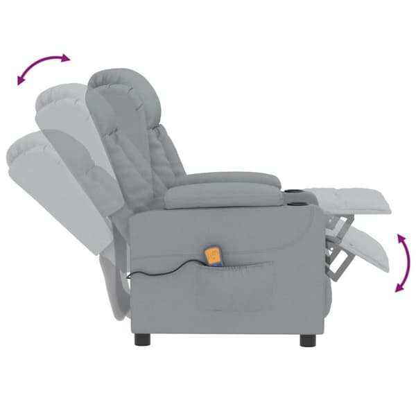 Massagefåtölj ljusgrå tyg